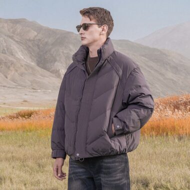 Stand collar loose fit short winter men’s puffer jackets