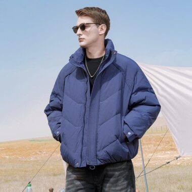Stand collar loose fit short winter men’s puffer jackets