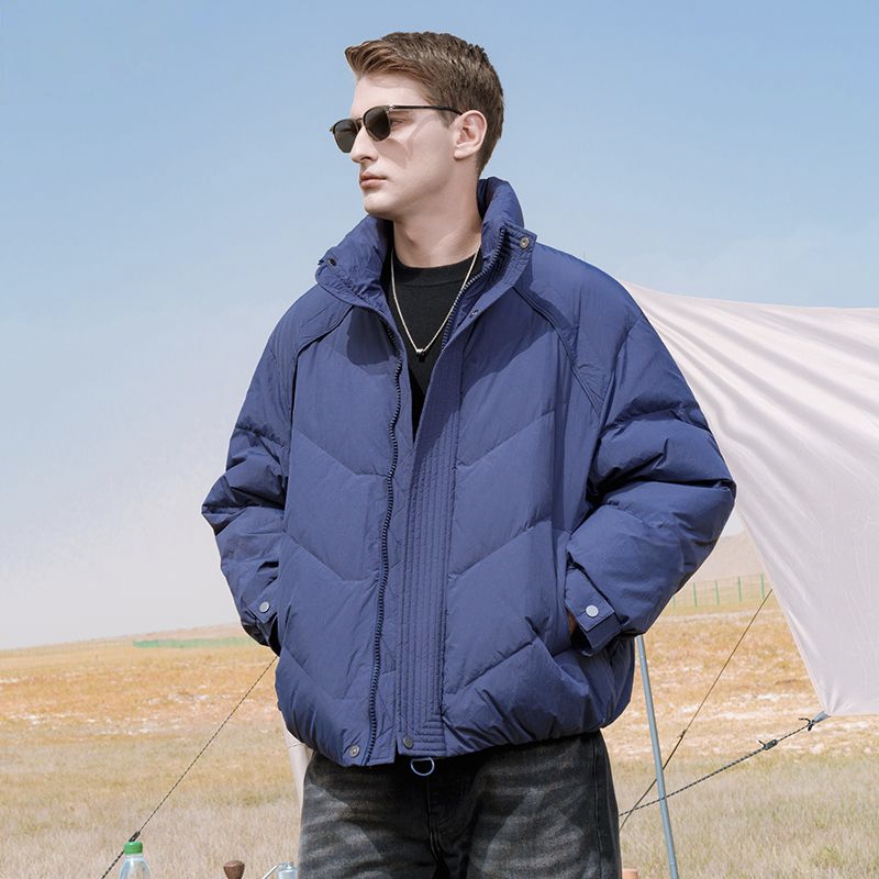 Stand collar loose fit short winter men’s puffer jackets