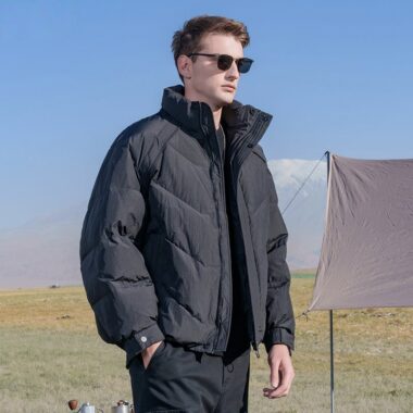 Stand collar loose fit short winter men’s puffer jackets