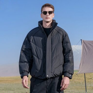 Stand collar loose fit short winter men’s puffer jackets