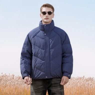 Stand collar loose fit short winter men’s puffer jackets