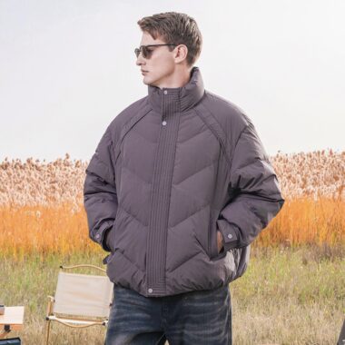 Stand collar loose fit short winter men’s puffer jackets