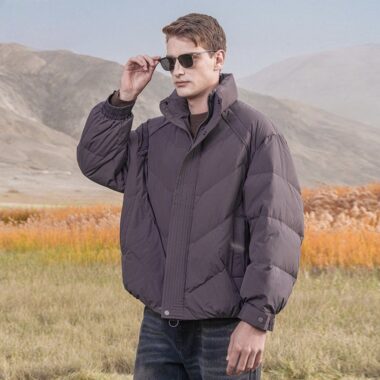 Stand collar loose fit short winter men’s puffer jackets