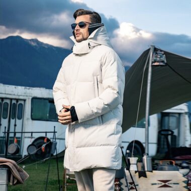 Mid-length winter hooded thick warm men’s puffer jackets