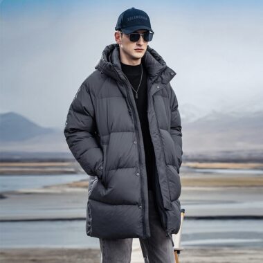 Thick warm winter mid-length men’s puffer jackets