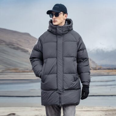 Thick warm winter mid-length men’s puffer jackets
