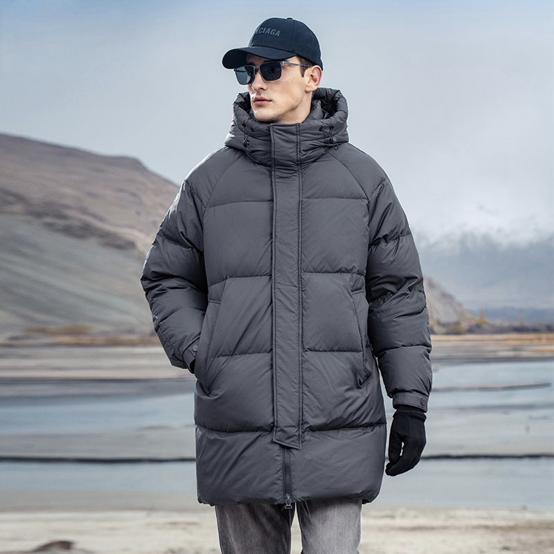 Thick warm winter mid-length men’s puffer jackets