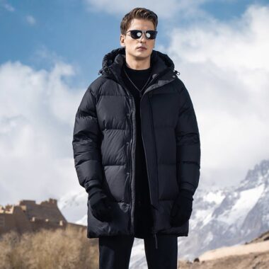 Thick warm winter mid-length men’s puffer jackets