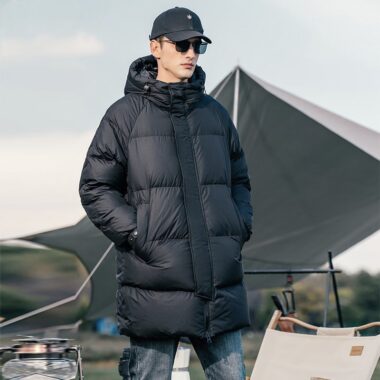 Thick warm winter mid-length men’s puffer jackets