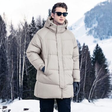 Thick warm winter mid-length men’s puffer jackets