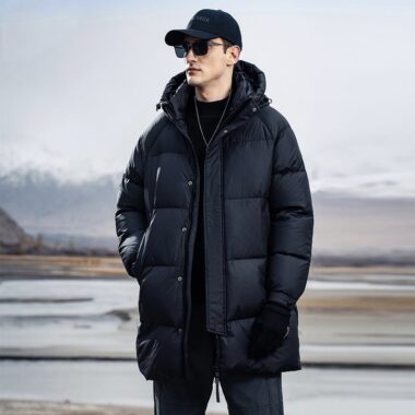 Thick warm winter mid-length men’s puffer jackets