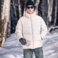Warm short minimalist hooded men’s puffer jackets