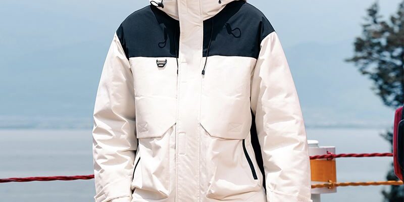 Winter outdoor color block hooded warm men’s puffer jackets