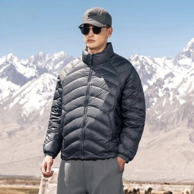 Lightweight winter outdoor short stand collar men’s puffer jackets