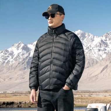 Lightweight winter outdoor short stand collar men’s puffer jackets