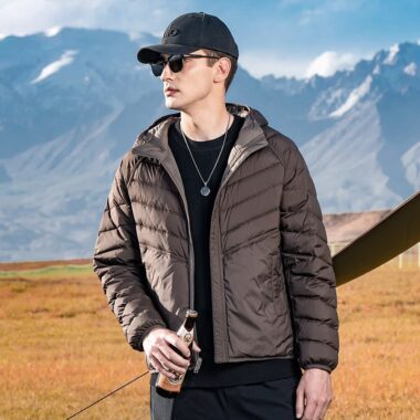 Reversible lightweight hooded autumn winter men’s puffer jackets