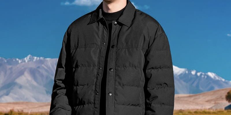 Lightweight shirt-style turn-down collar men’s puffer jackets