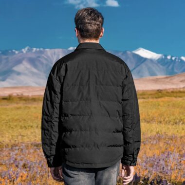 Lightweight shirt-style turn-down collar men’s puffer jackets