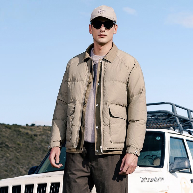 Shirt style lightweight warm winter men’s puffer jackets