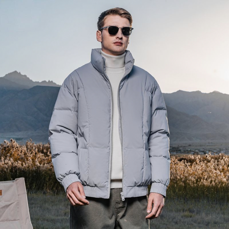 Versatile short stand collar men’s puffer jackets