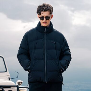 Winter warm versatile short stand collar men’s puffer jackets