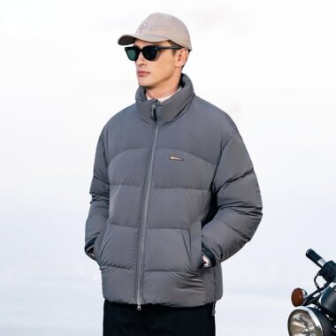 Winter warm versatile short stand collar men’s puffer jackets