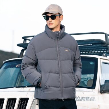 Winter warm versatile short stand collar men’s puffer jackets