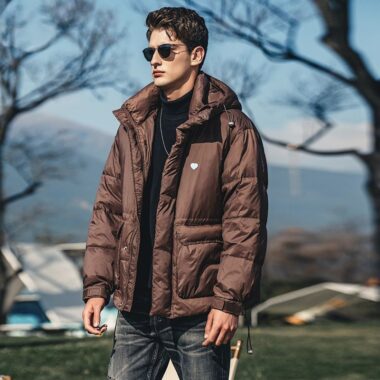 Hot selling trendy thick hooded short men’s puffer jackets