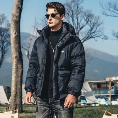 Hot selling trendy thick hooded short men’s puffer jackets