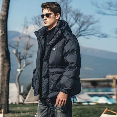 Hot selling trendy thick hooded short men’s puffer jackets