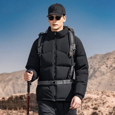 Winter fashion color block warm men’s puffer jackets