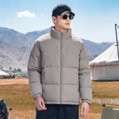 Winter fashion color block warm men’s puffer jackets