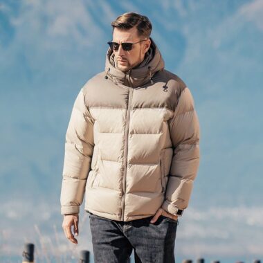Winter color block fashion warm men’s puffer jackets