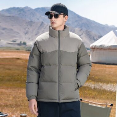 Winter fashion color block warm men’s puffer jackets