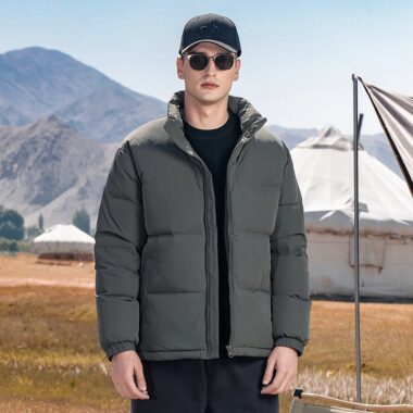 Winter fashion color block warm men’s puffer jackets