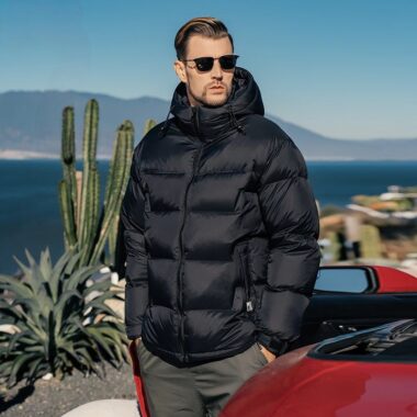 Winter color block fashion warm men’s puffer jackets