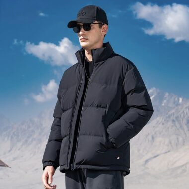 Winter fashion color block warm men’s puffer jackets