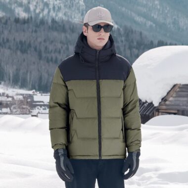 Winter color block fashion warm men’s puffer jackets