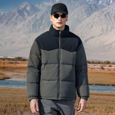 Winter fashion color block warm men’s puffer jackets