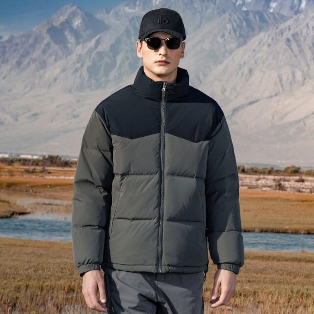 Winter fashion color block warm men’s puffer jackets