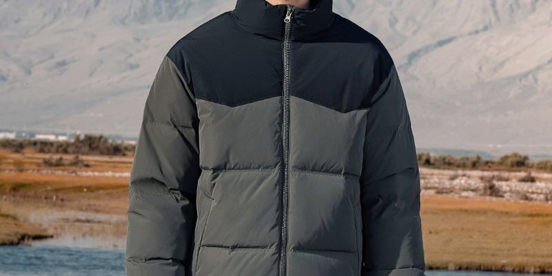 Winter fashion color block warm men’s puffer jackets