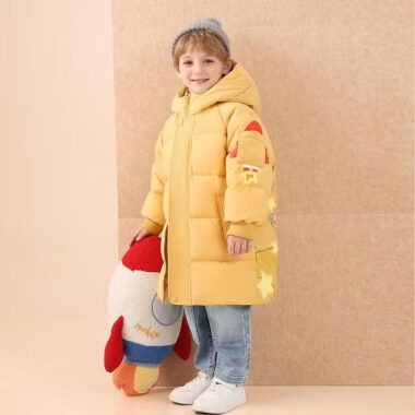 Loose fit thick winter cartoon kids puffer jacket