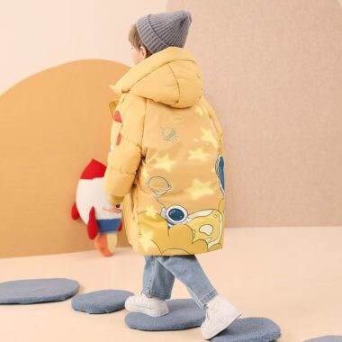 Loose fit thick winter cartoon kids puffer jacket