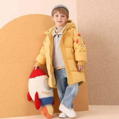 Loose fit thick winter cartoon kids puffer jacket