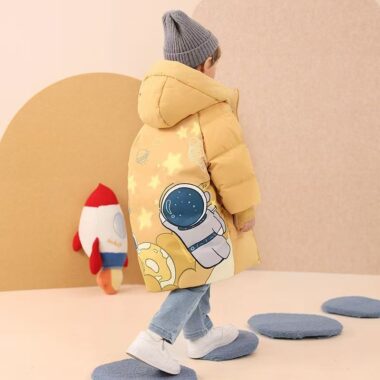 Loose fit thick winter cartoon kids puffer jacket