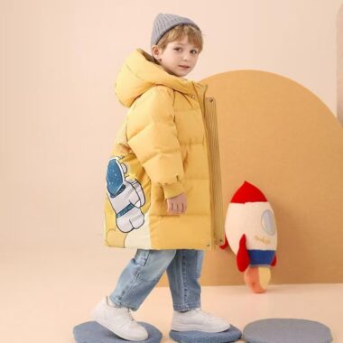 Loose fit thick winter cartoon kids puffer jacket