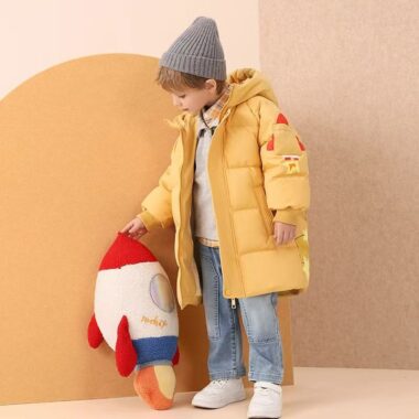 Loose fit thick winter cartoon kids puffer jacket