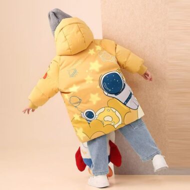 Loose fit thick winter cartoon kids puffer jacket